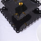 Black gold 3-tier cupcake stand with wavy edges and top handle.