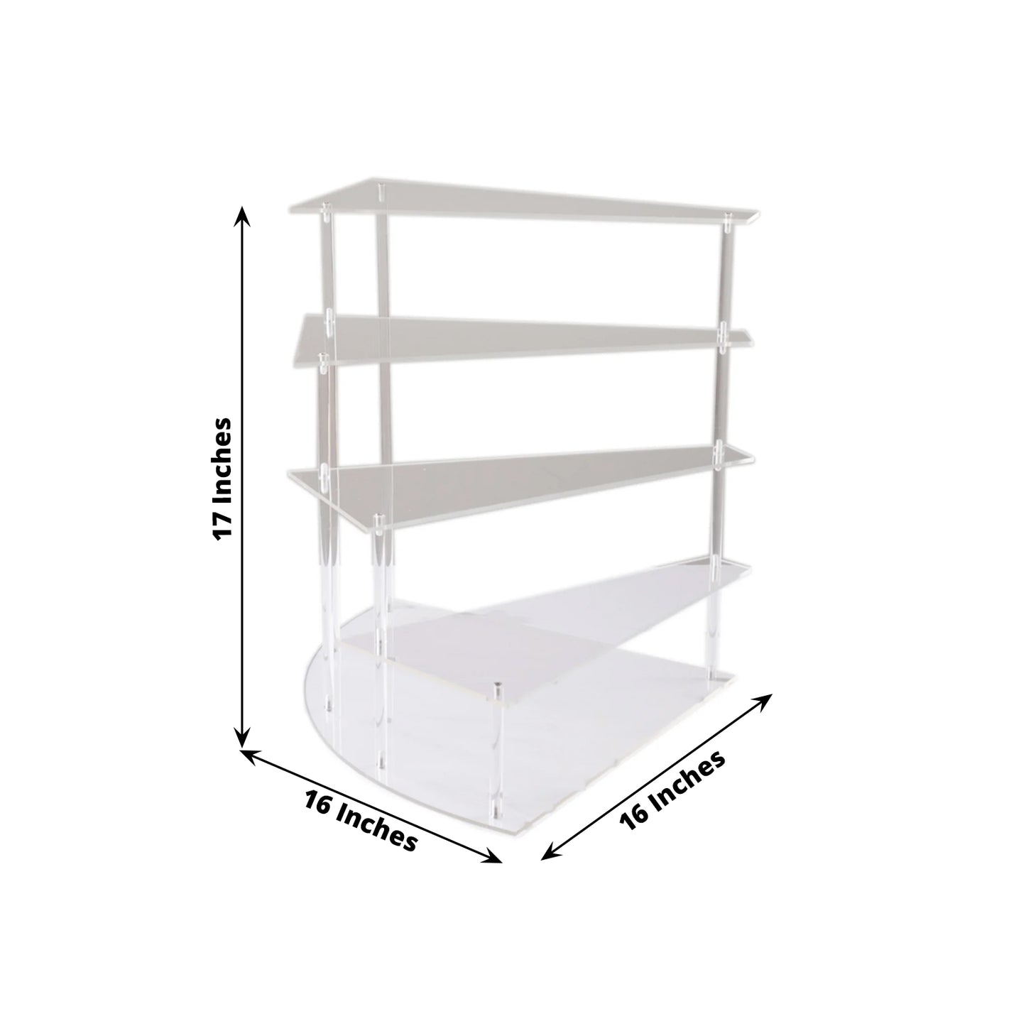Clear acrylic cupcake stand, 4-tier dessert display, 17 inches tall.