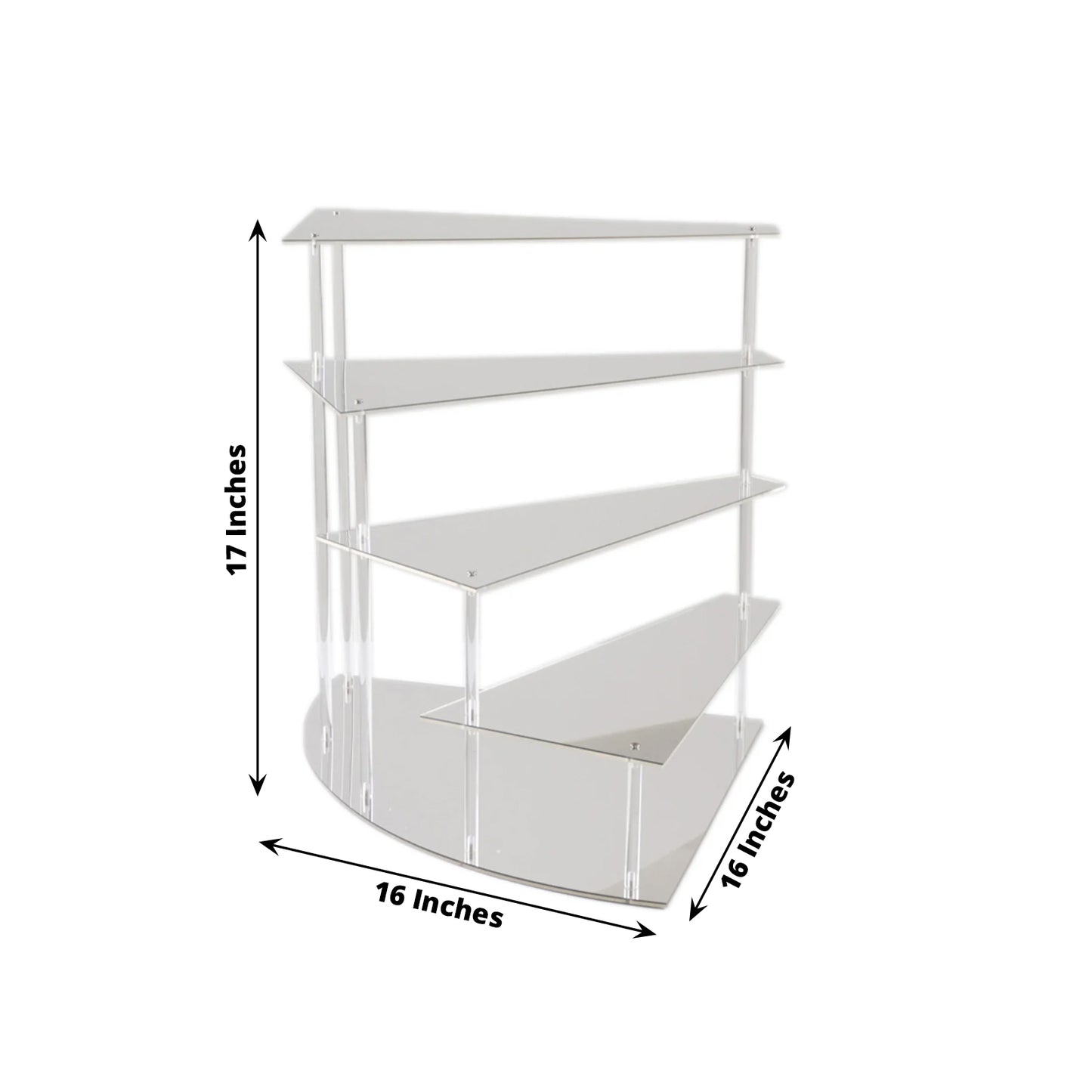 Silver spiral acrylic cupcake stand with mirror finish, 17 inches tall.