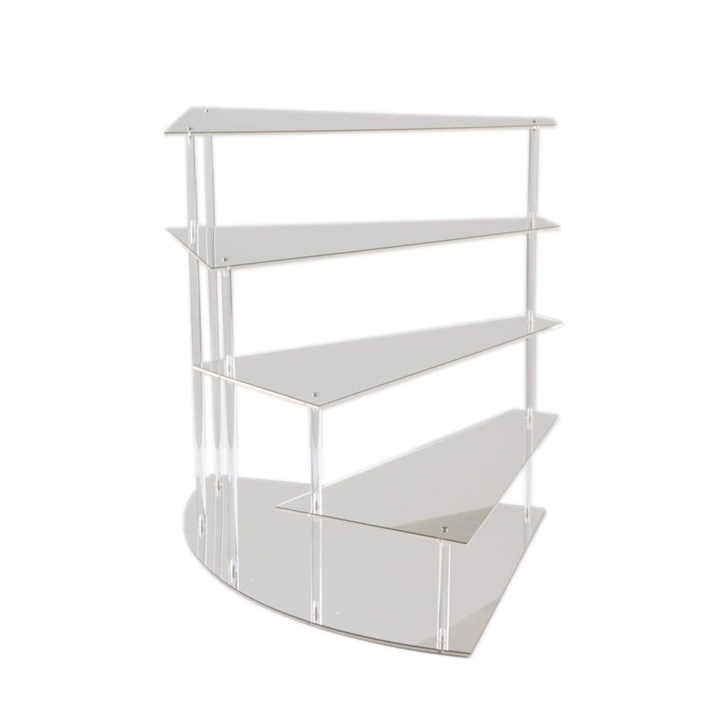 Silver acrylic cupcake stand with mirror finish, 17" tall, 4-tier design.