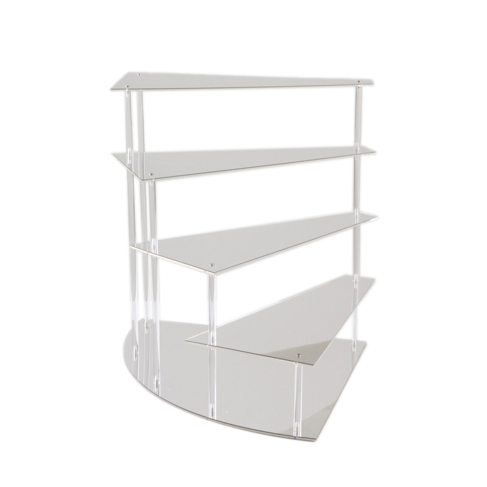 Silver acrylic cupcake stand with mirror finish, 17" tall, 4-tier design.