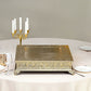 22" Square Gold Embossed Cake Pedestal, Metal Cake Stand