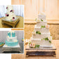 Gold embossed cake pedestal with a square design, ideal for elegant displays.