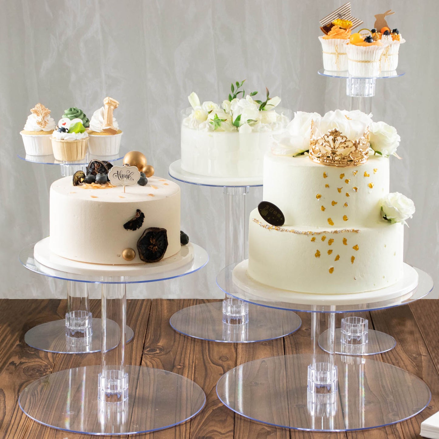 5-Tier Clear Acrylic Cake Stand Set, Cupcake Holder Dessert Pedestals