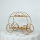 2-Tier Gold Princess Carriage Metal Cake Stand, Giant Cinderella Pumpkin Coach Centerpiece Dessert Display Stand - 28" Tall
