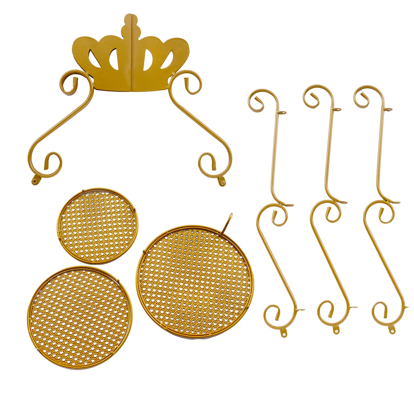 3 Tier Round Gold Metal Cupcake Stand with Crown Top, 32" Tall Dessert Display Cake Stand