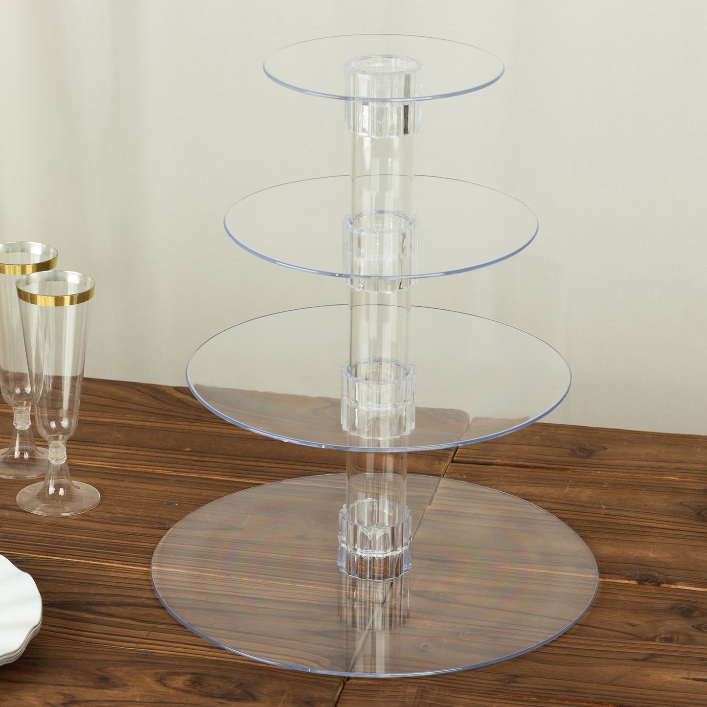 4-Tier Clear Round Acrylic Cupcake Tower Stand, Heavy Duty Cake Stand Dessert Display with Film Sheets - 14" Tall