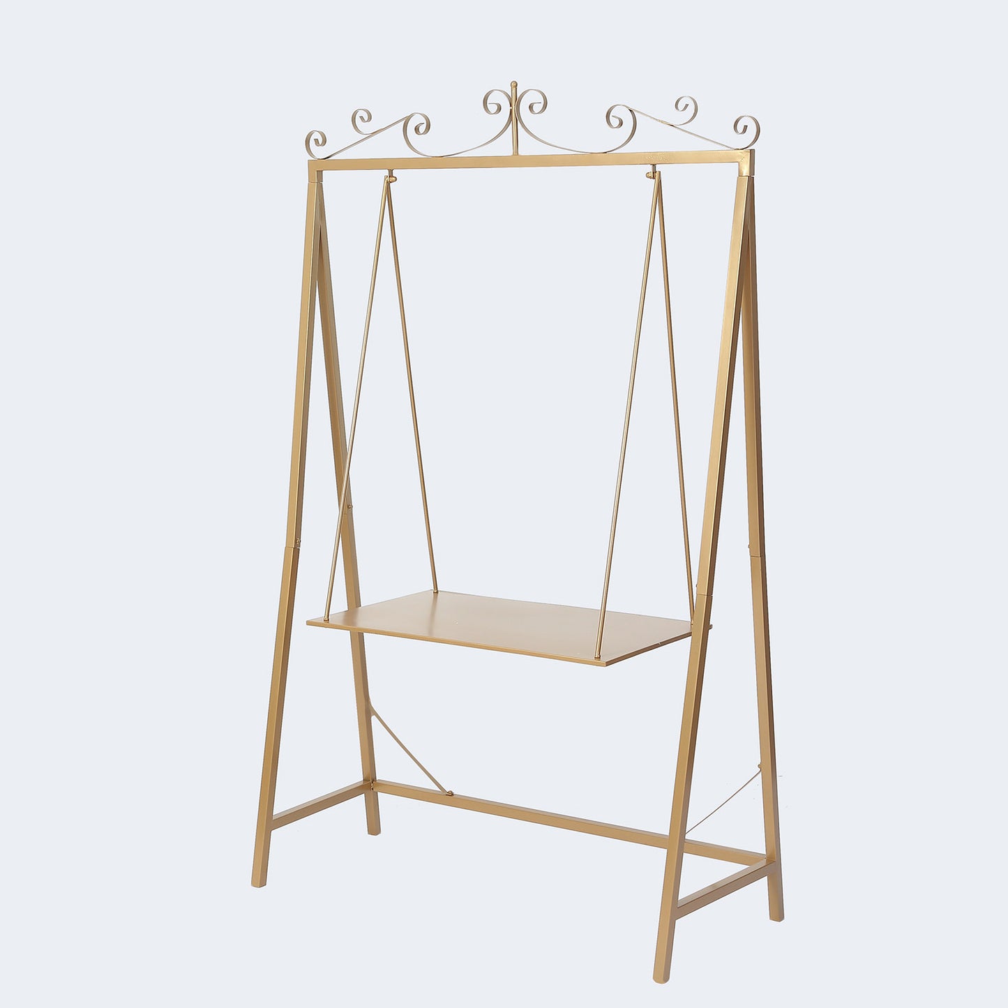 6ft Tall Gold Metal Elegant Hanging Cake Swing Floor Stand, Dessert Display Serving Station