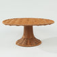 Natural rattan wicker pedestal cupcake stand, 12" round rustic display.