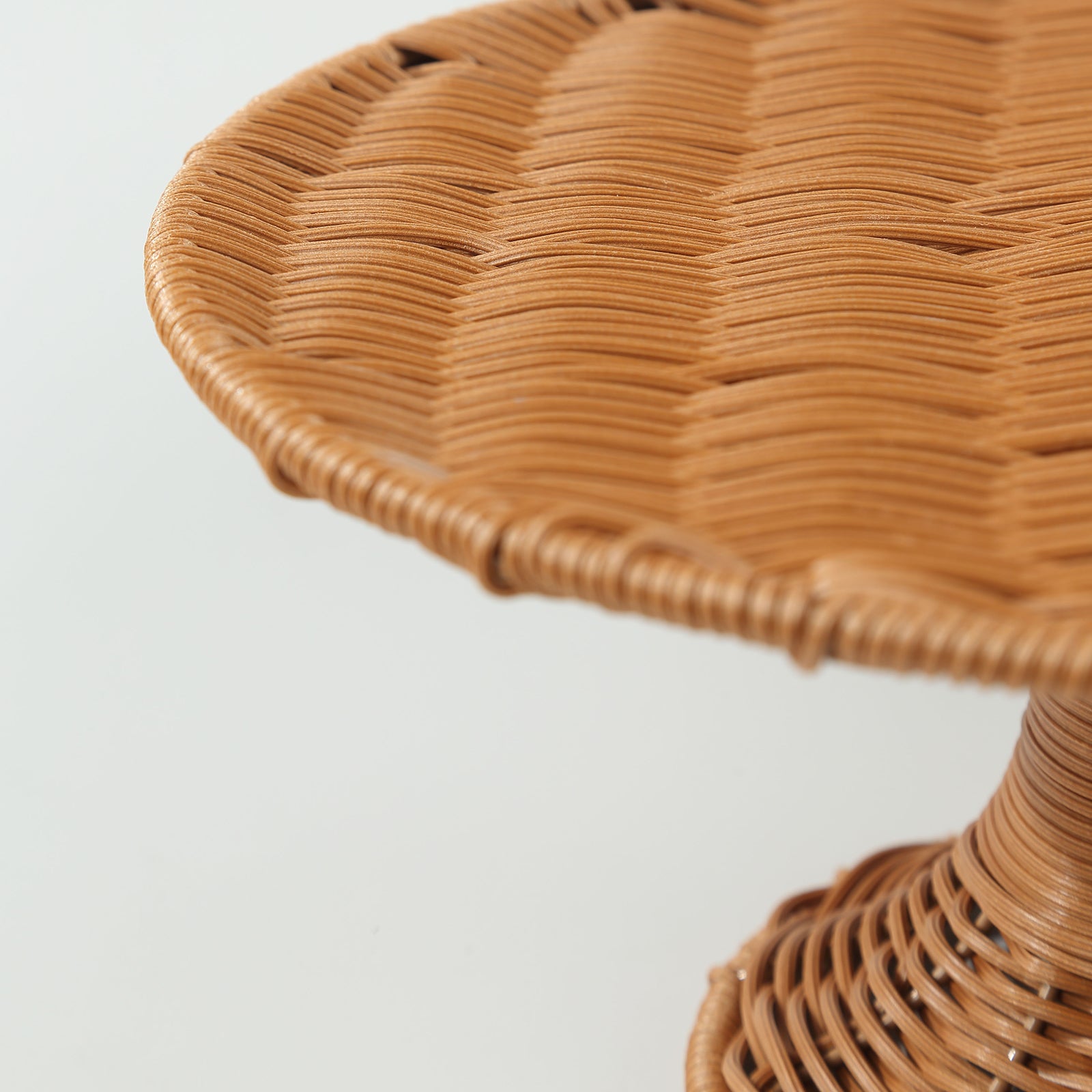 Natural rattan wicker cupcake stand, 12" round rustic dessert display.