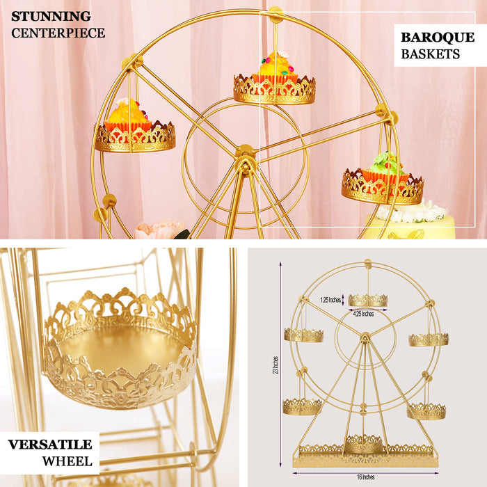 23" Gold Metal Large Rotating Ferris Wheel Cupcake Stand Dessert Holder