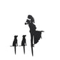 7" Black Acrylic Bride and Groom With Two Pet Dogs Cake Toppers, Silhouette Wedding Cake Decoration Set