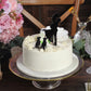 7" Black Acrylic Bride and Groom With Two Pet Dogs Cake Toppers, Silhouette Wedding Cake Decoration Set