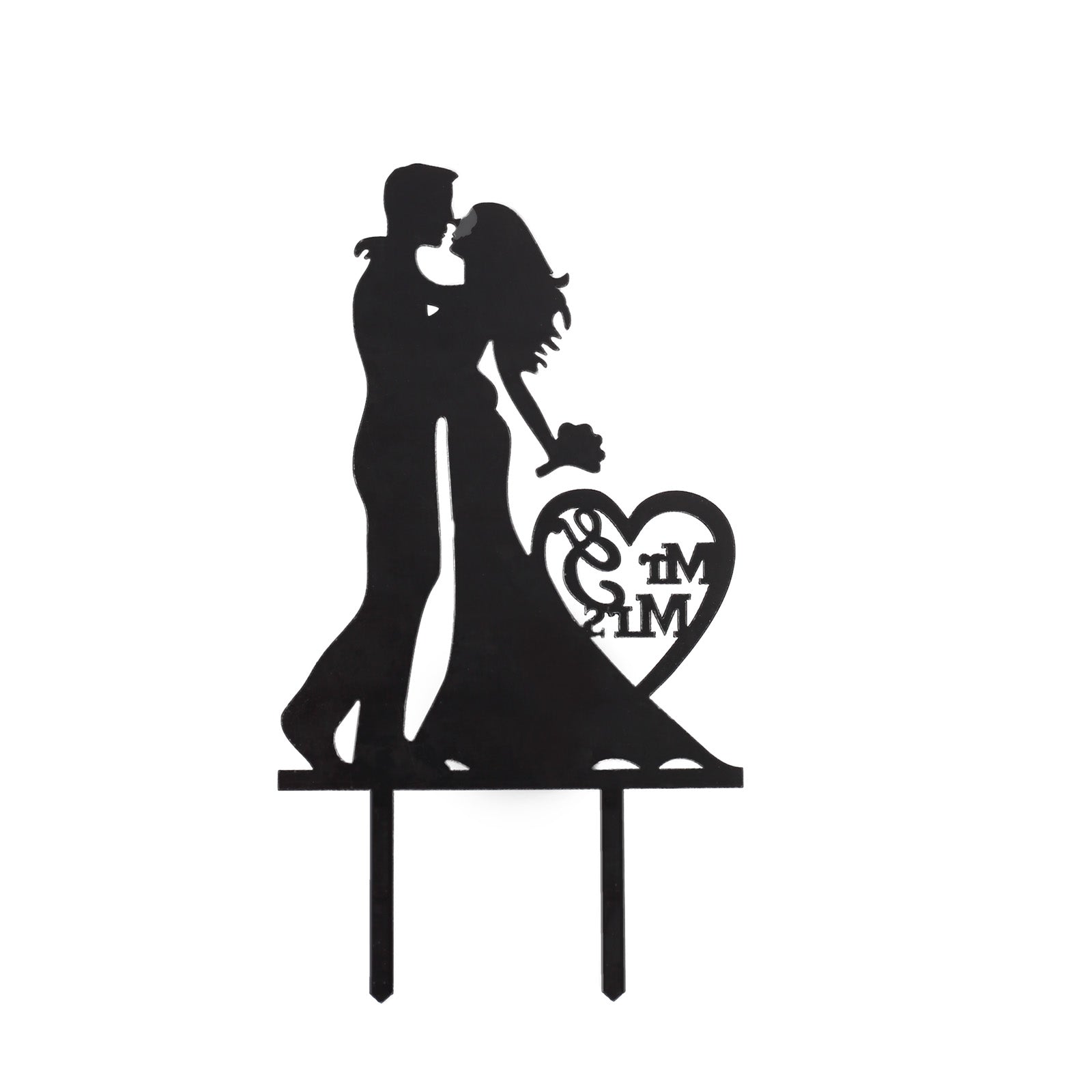 Black acrylic Mr and Mrs wedding cake topper for bride and groom decoration.
