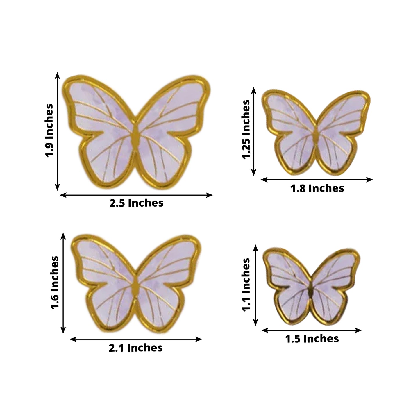 64 Pcs 3D Butterfly Cupcake Toppers with Gold Trim – Elegant Cake Decorations in Pink & Purple for Parties, Anniversaries, and Events – Assorted Sizes