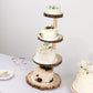 4-Tier Natural Rustic Wood Slice Dessert Stand, Farmhouse Style Wooden Cupcake Tower Display Stand - 29"