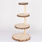 4-Tier Natural Rustic Wood Slice Dessert Stand, Farmhouse Style Wooden Cupcake Tower Display Stand - 29"