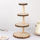 4-Tier Natural Rustic Wood Slice Dessert Stand, Farmhouse Style Wooden Cupcake Tower Display Stand - 29"