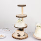 4-Tier Natural Rustic Wood Slice Dessert Stand, Farmhouse Style Wooden Cupcake Tower Display Stand - 29"