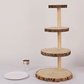 4-Tier Natural Rustic Wood Slice Dessert Stand, Farmhouse Style Wooden Cupcake Tower Display Stand - 29"
