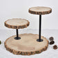 14" 3-Tier Natural Wood Slice Cheese Board Cupcake Stand, Rustic Centerpiece - Assembly Tools Included