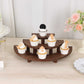 Set of 3 Rustic Brown Wood 3-Tier Semicircle Dessert Pedestals, Half Moon Cupcake Display Risers - 7", 13", 18"