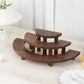Set of 3 Rustic Brown Wood 3-Tier Semicircle Dessert Pedestals, Half Moon Cupcake Display Risers - 7", 13", 18"