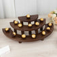 Set of 3 Rustic Brown Wood 3-Tier Semicircle Dessert Pedestals, Half Moon Cupcake Display Risers - 7", 13", 18"