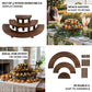 Set of 3 Rustic Brown Wood 3-Tier Semicircle Dessert Pedestals, Half Moon Cupcake Display Risers - 7", 13", 18"