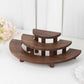 Set of 3 Rustic Brown Wood 3-Tier Semicircle Dessert Pedestals, Half Moon Cupcake Display Risers - 7", 13", 18"