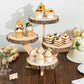 15" Tall 4-Tier Natural Rustic Wood Slice Cake Stand, Farmhouse Style Dessert Holder Cupcake Stand