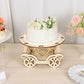 12" Natural Wooden Carriage Cupcake Holder with Round Display Plate, Laser Cut  Wedding Cake Stand