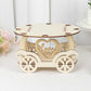 12" Natural Wooden Carriage Cupcake Holder with Round Display Plate, Laser Cut  Wedding Cake Stand