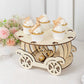 12" Natural Wooden Carriage Cupcake Holder with Round Display Plate, Laser Cut  Wedding Cake Stand