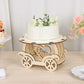 12" Natural Wooden Carriage Cupcake Holder with Round Display Plate, Laser Cut  Wedding Cake Stand