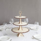 3-Tier Natural Wooden Cake Stand Table Centerpiece with Floral Edge, 16" Rustic Round Cupcake Dessert Display Stand