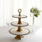 3-Tier Natural Wooden Cake Stand Table Centerpiece with Floral Edge, 16" Rustic Round Cupcake Dessert Display Stand