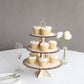 3-Tier Natural Wooden Cake Stand Table Centerpiece with Floral Edge, 16" Rustic Round Cupcake Dessert Display Stand
