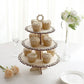 3-Tier Natural Wooden Cake Stand Table Centerpiece with Floral Edge, 16" Rustic Round Cupcake Dessert Display Stand