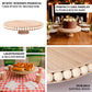 Natural rustic wooden pedestal cupcake stand with beaded edge.