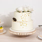 Natural rustic wooden pedestal cupcake stand with beaded edge.