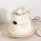 Natural rustic wooden pedestal cupcake stand with beaded edge.
