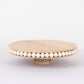 Natural rustic wooden cupcake stand with beaded edge, 12" round display tray.