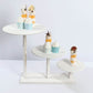 3-Tier Whitewash Wooden Cupcake Tower Dessert Stand, Farmhouse Style Cake Stand With Round Beaded Rim Tiered Trays - 24"x16"