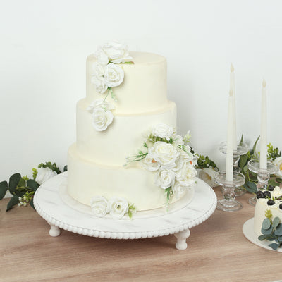 Wooden Pedestal Cake Stand 18" Antique White – Versatile and Elegant Display