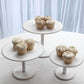 Set of 3 Whitewash Wooden Cupcake Dessert Stands with Round Beaded Rim Trays, Stackable Farmhouse Style Pedestal Cake Stands - 8",10",12"