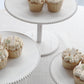 Set of 3 Whitewash Wooden Cupcake Dessert Stands with Round Beaded Rim Trays, Stackable Farmhouse Style Pedestal Cake Stands - 8",10",12"