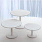 Set of 3 Whitewash Wooden Cupcake Dessert Stands with Round Beaded Rim Trays, Stackable Farmhouse Style Pedestal Cake Stands - 8",10",12"