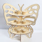 3-Tier Natural Butterfly Wooden Dessert Display Stand, 24" Rustic Cupcake Stand Shelf Rack