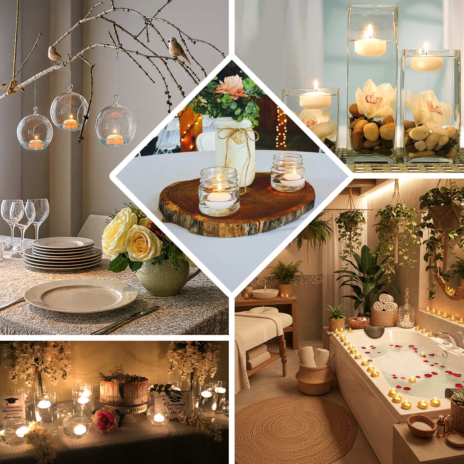 12 Pack 2" Floating Candles – Unscented Dripless Long-Lasting Disc Wax Candles